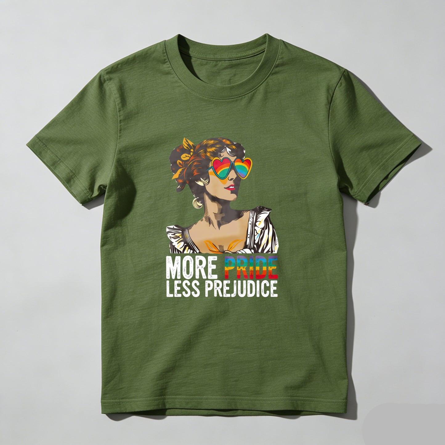 Wardrobecart More Pride Less Prejudice Woman With Rainbow Glasses Unisex Classic T-shirt