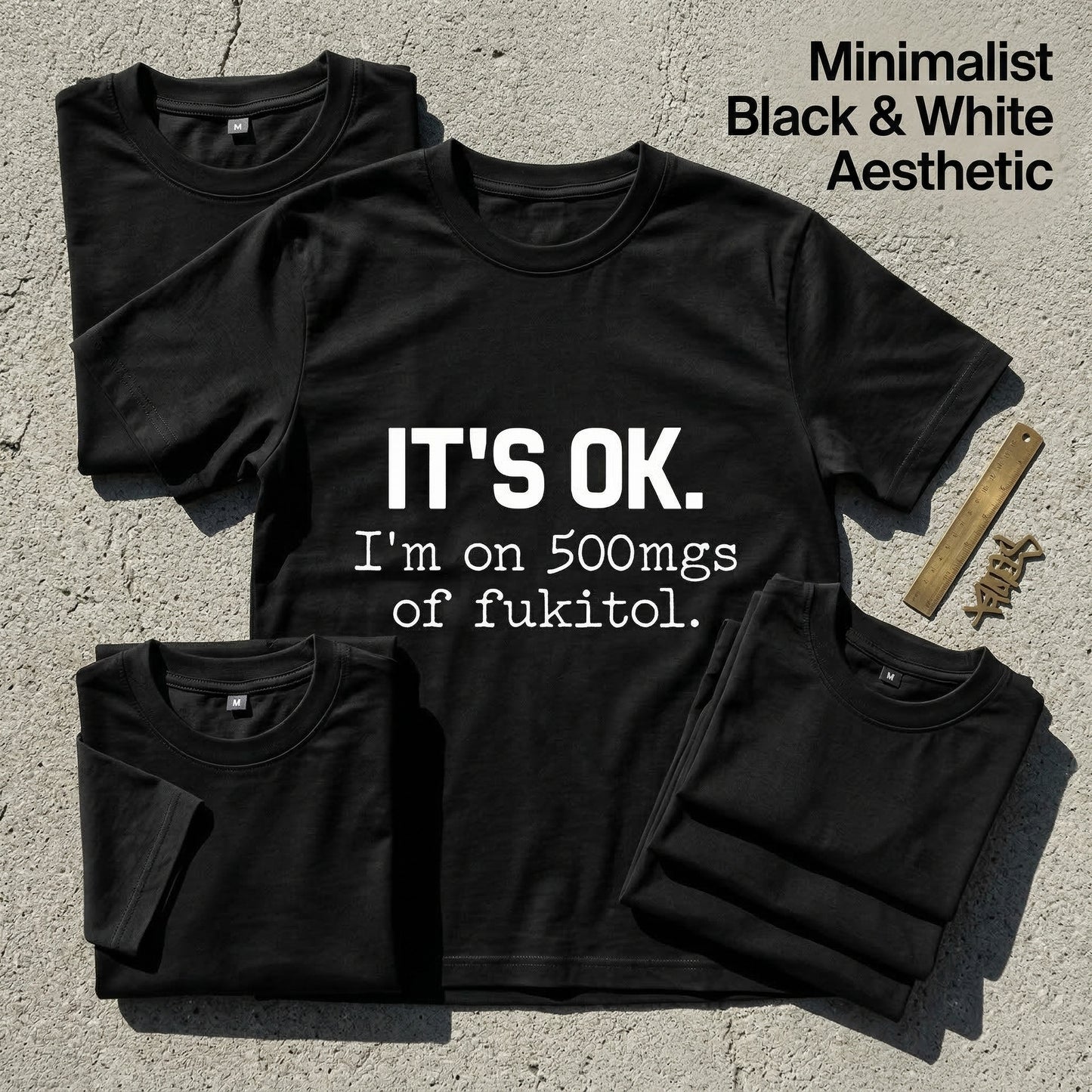 Its Ok Im On 500Mgs Of Fukitol Pure Cotton Short Sleeve T Shirt