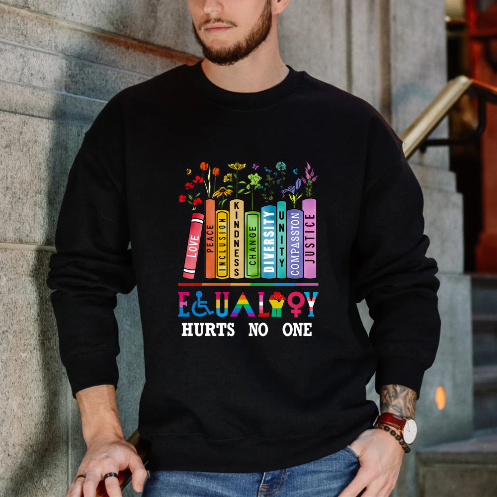 Wardrobecart Rainbow Crayons With Flowers And Inclusion Symbols Unisex Classic Sweatshirt