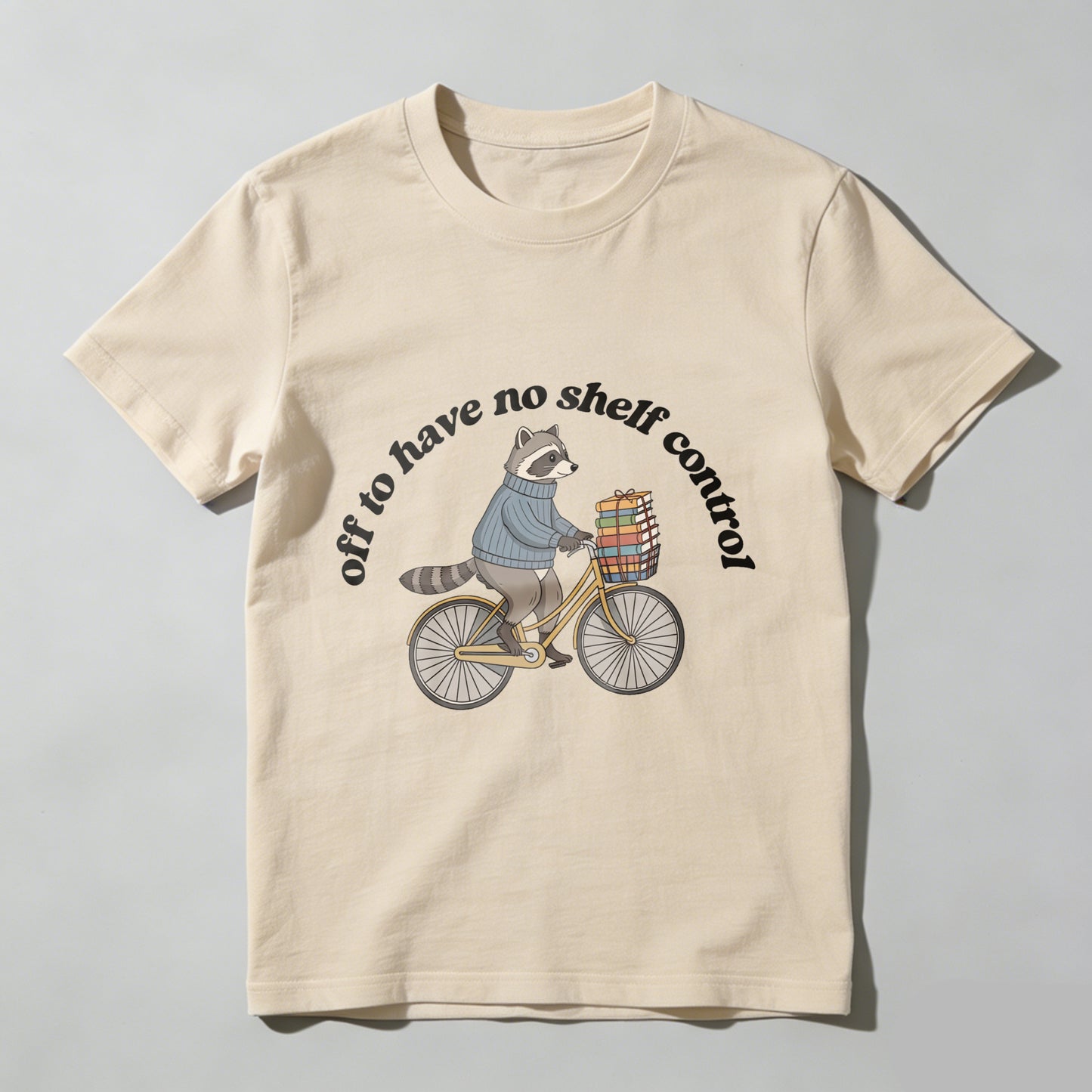 Wardrobecart Raccoon Riding Bicycle With Books And Text Off To Have No Shelf Control Unisex Classic T-shirt