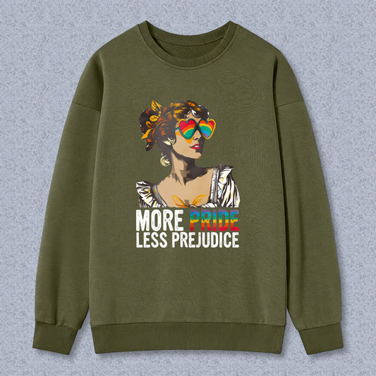 Wardrobecart Woman With Rainbow Heart Sunglasses And Pride Text Unisex Classic Sweatshirt