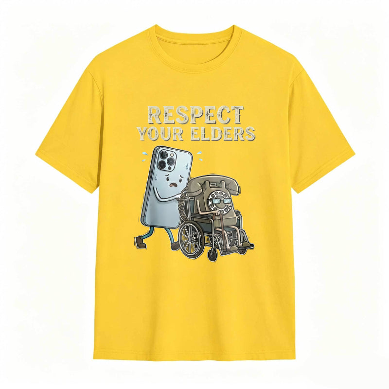 Respect Your Elders Gadget Evolution Humor Graphic Tee