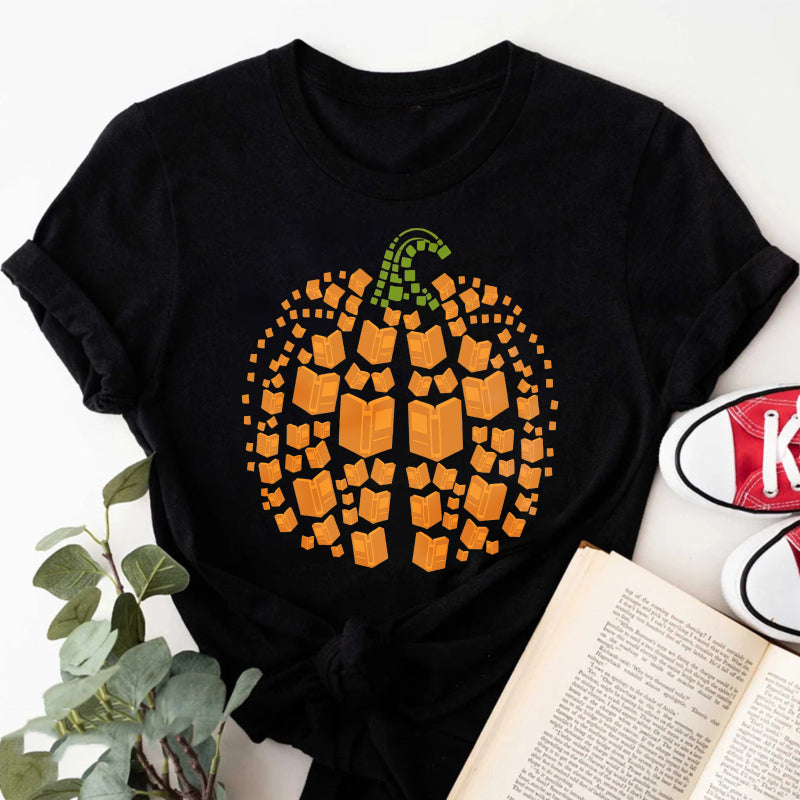 Wardrobecart Pumpkin Made Of Open Books Pattern Unisex Classic T-shirt