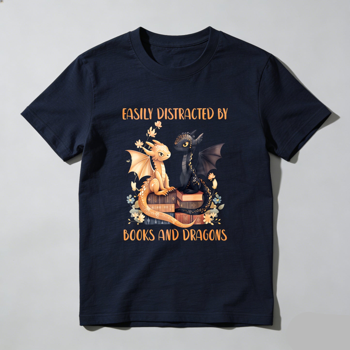 Wardrobecart Easily Distracted By Books And Dragons Unisex Classic T-shirt