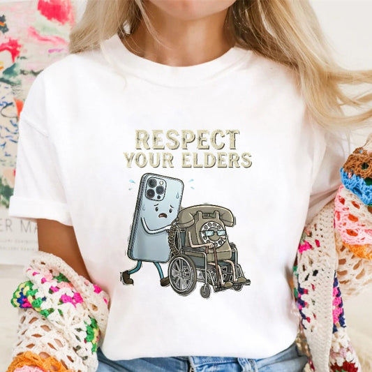 Respect Your Elders Gadget Evolution Humor Graphic Tee