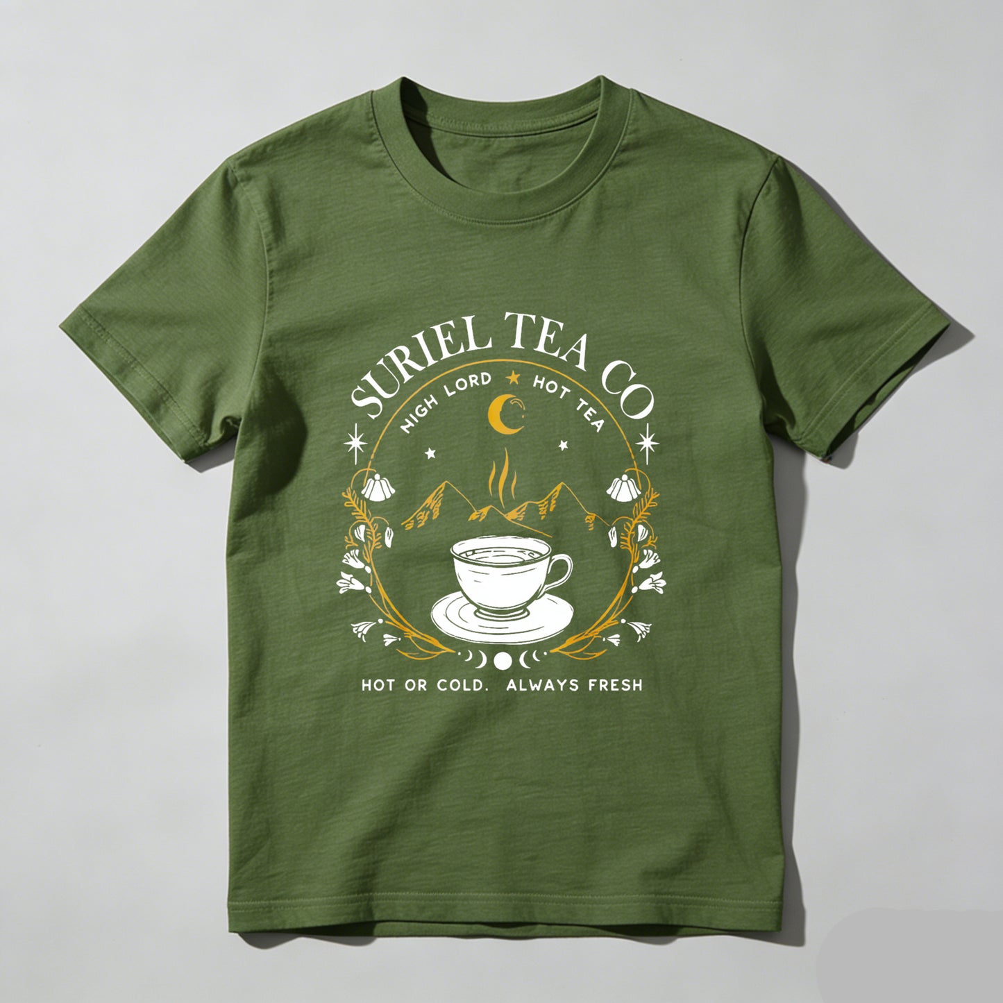 Wardrobecart Surriel Tea Co Moon Mountains Cup Stars Unisex Classic T-shirt