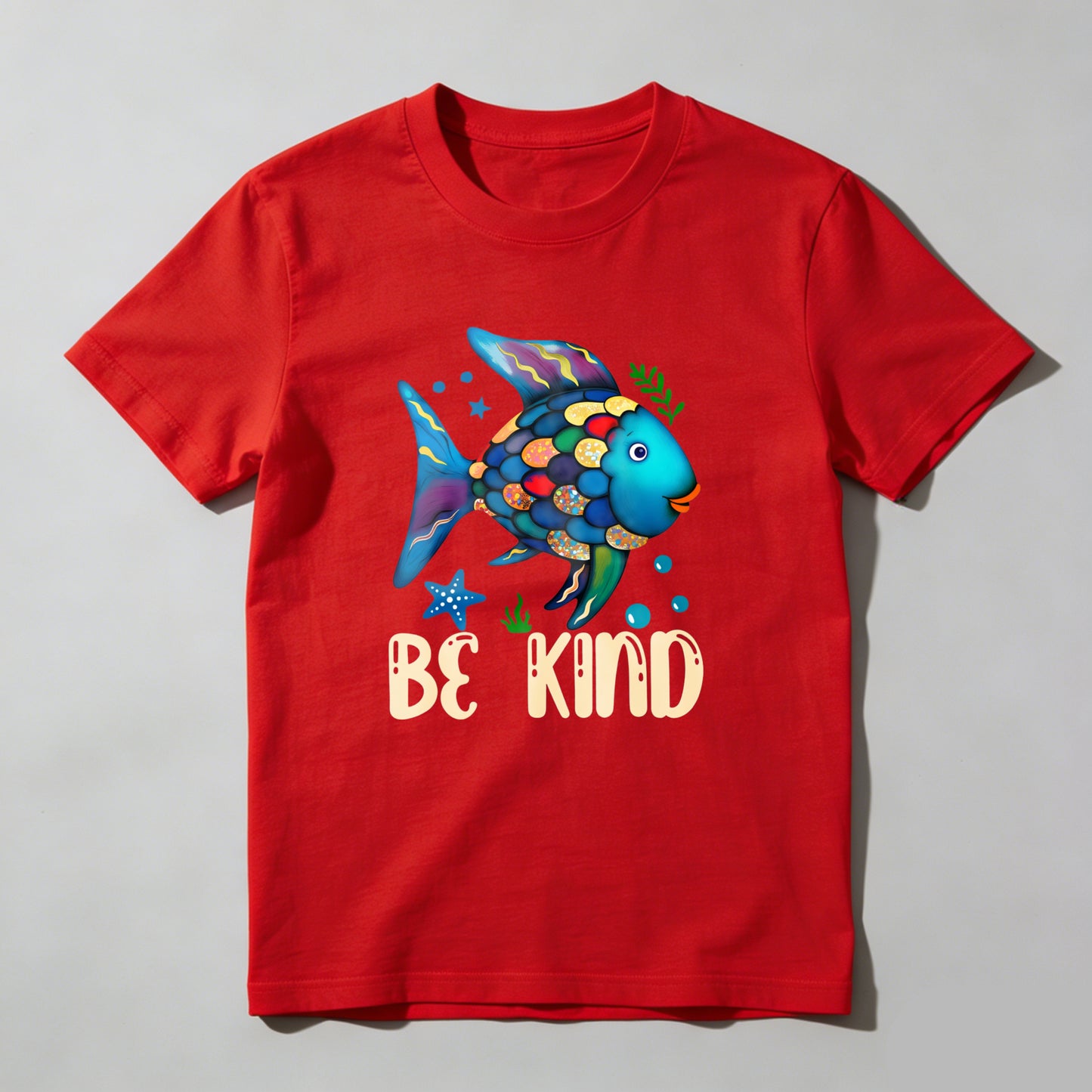 Wardrobecart Colorful Fish With Be Kind Text Unisex Classic T-shirt
