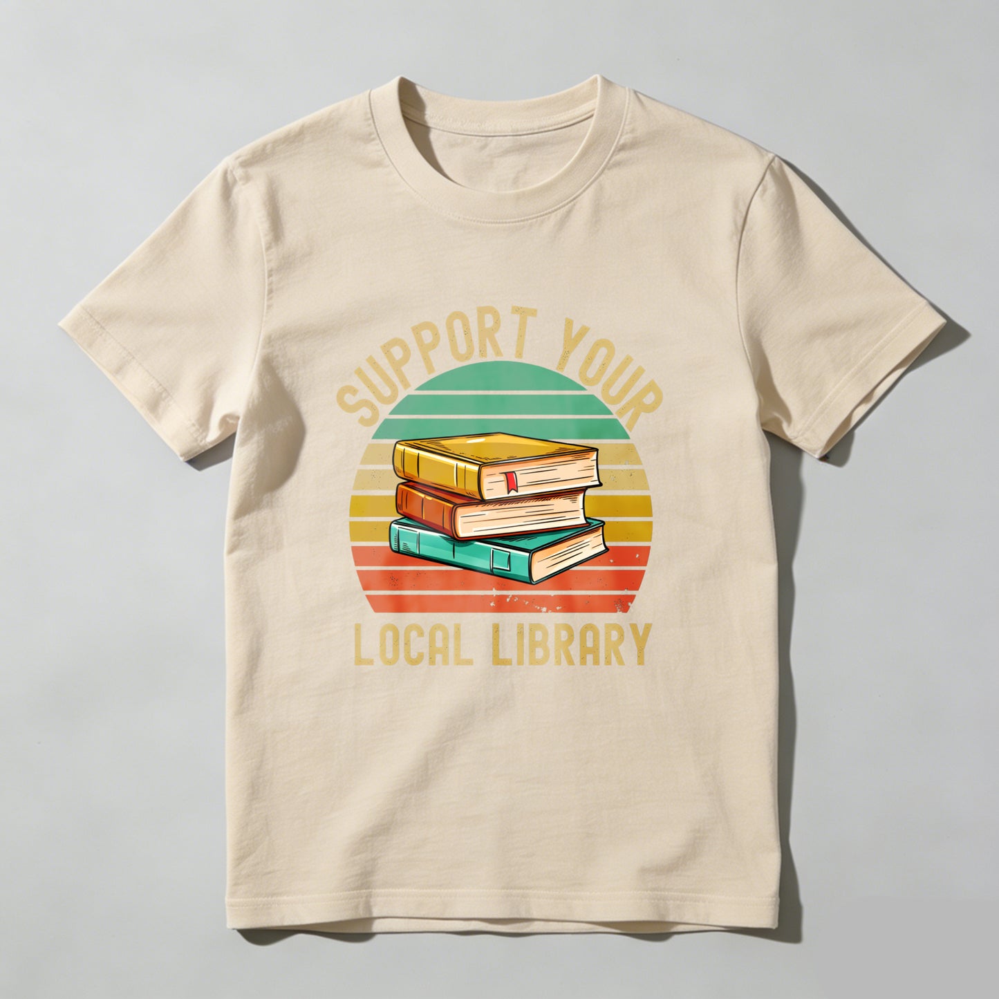 Wardrobecart Support Your Local Library Books Sunset Design Unisex Classic T-shirt