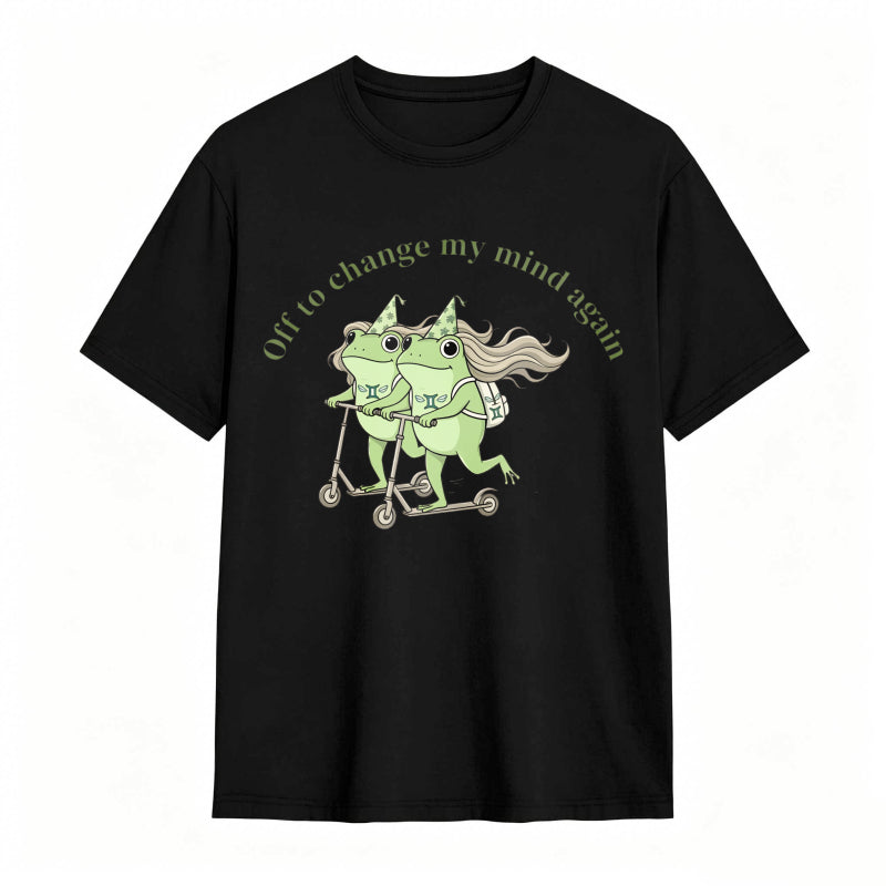 Frogs On Scooter With Text Off To Change My Mind Again Unisex Classic T-shirt