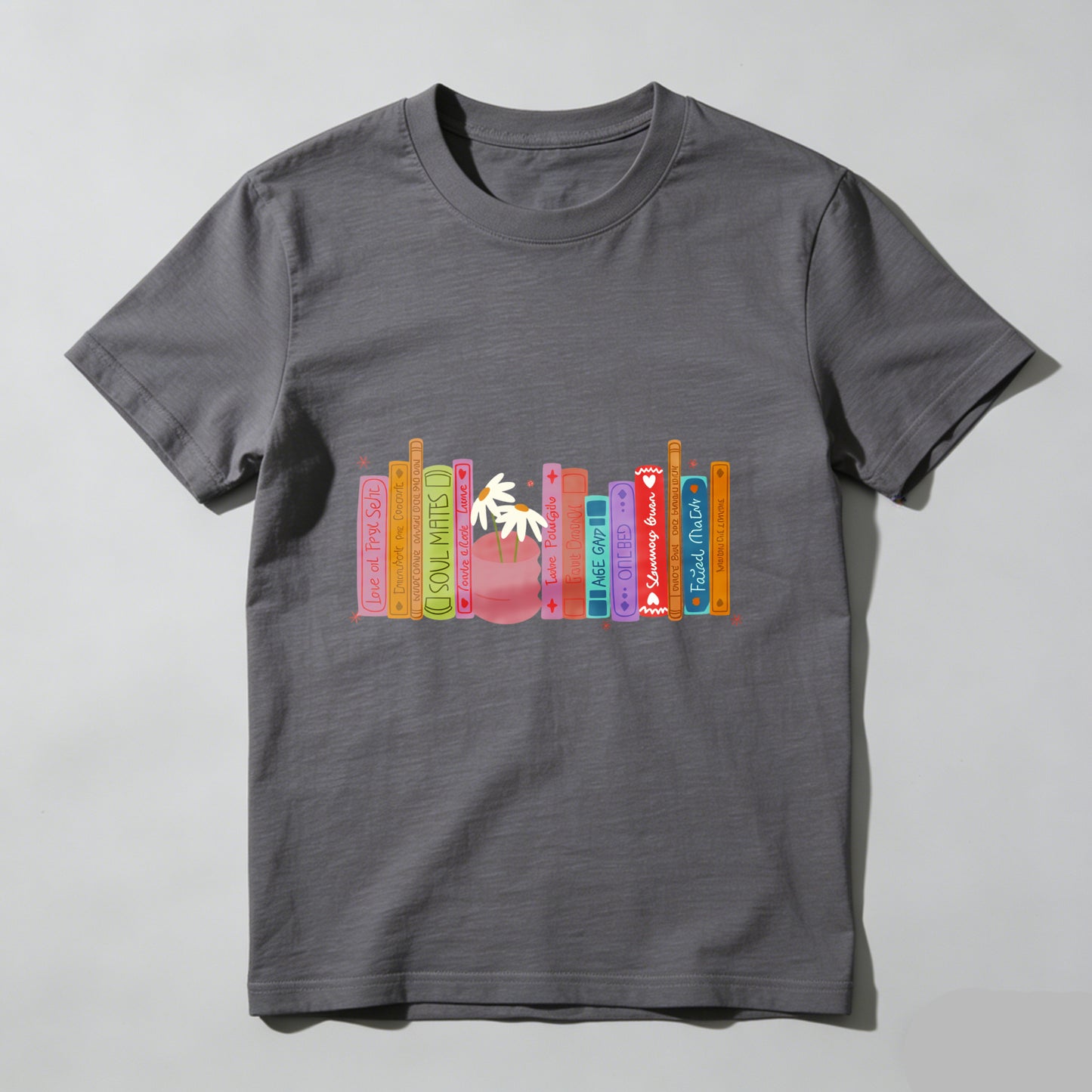 Wardrobecart Colorful Books And A Flower Pot Unisex Classic T-shirt
