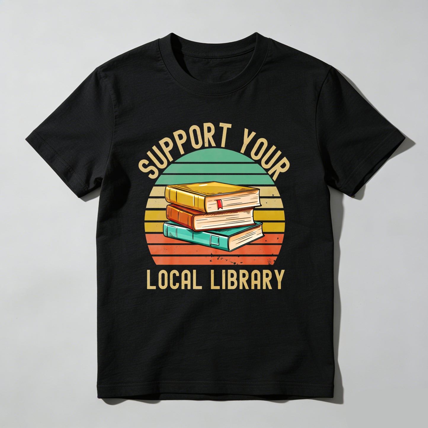 Wardrobecart Support Your Local Library Books Sunset Design Unisex Classic T-shirt