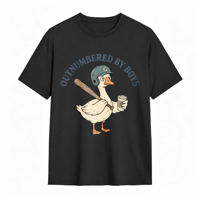 Comfort Colors Outnumbered By Boys Baseball Mom Goose Funny T-shirt