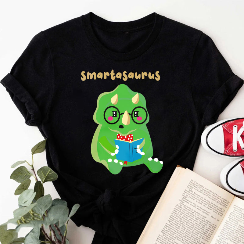 Wardrobecart Smartasaurus Dinosaur Reading Book With Glasses Unisex Classic T-shirt
