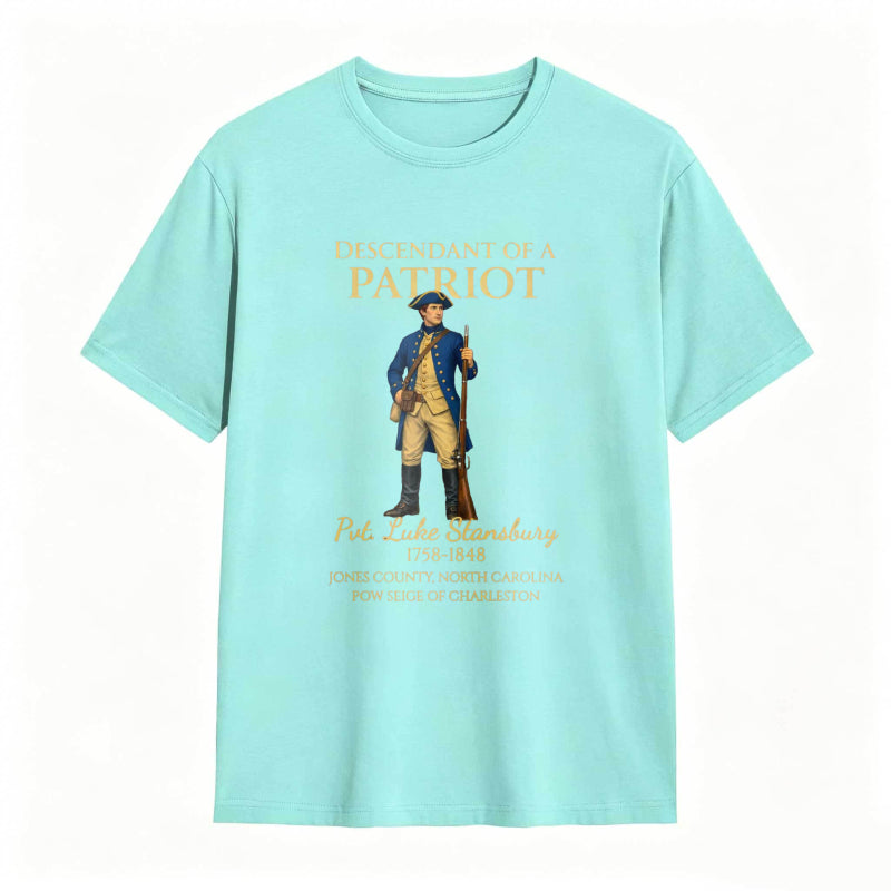 Descendant Of A Patriot Revolutionary War Soldier Portrait With Historical Text T-shirt