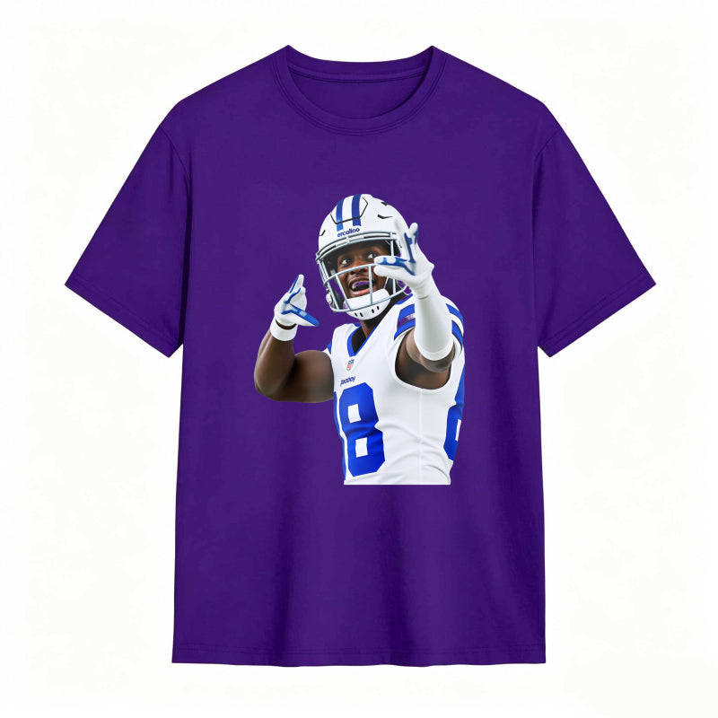 Football Player In Blue And White Uniform Making Peace Sign Unisex Classic T-shirt