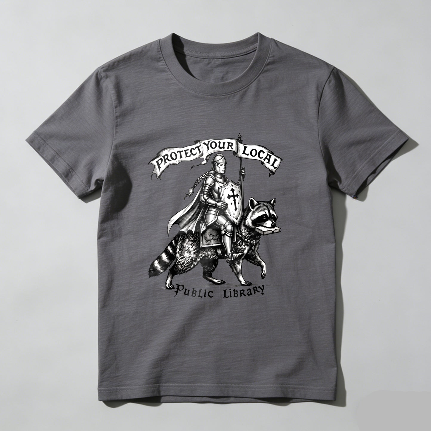 Wardrobecart Knight Riding Raccoon With Sword And Shield Unisex Classic T-shirt