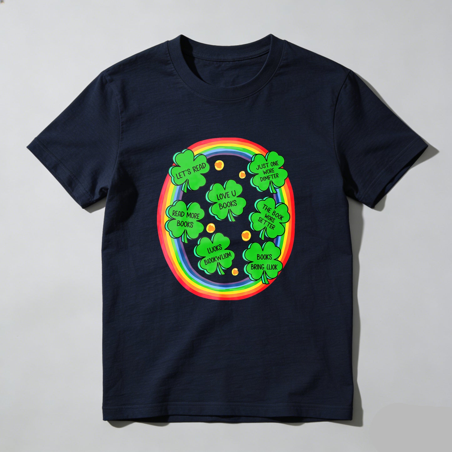 Wardrobecart Rainbow Clover With Messages Inside Unisex Classic T-shirt