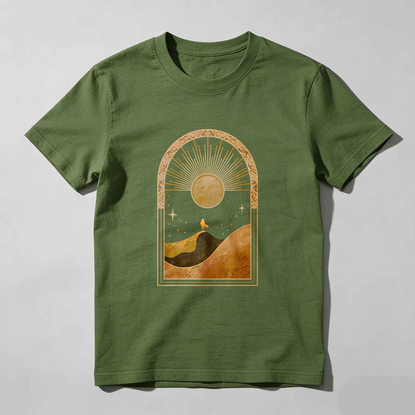Wardrobecart Sunset Landscape With Stars And Camel Unisex Classic T-shirt