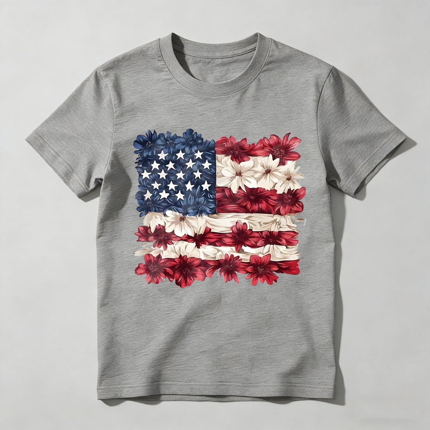 Floral American Flag Design T-shirt