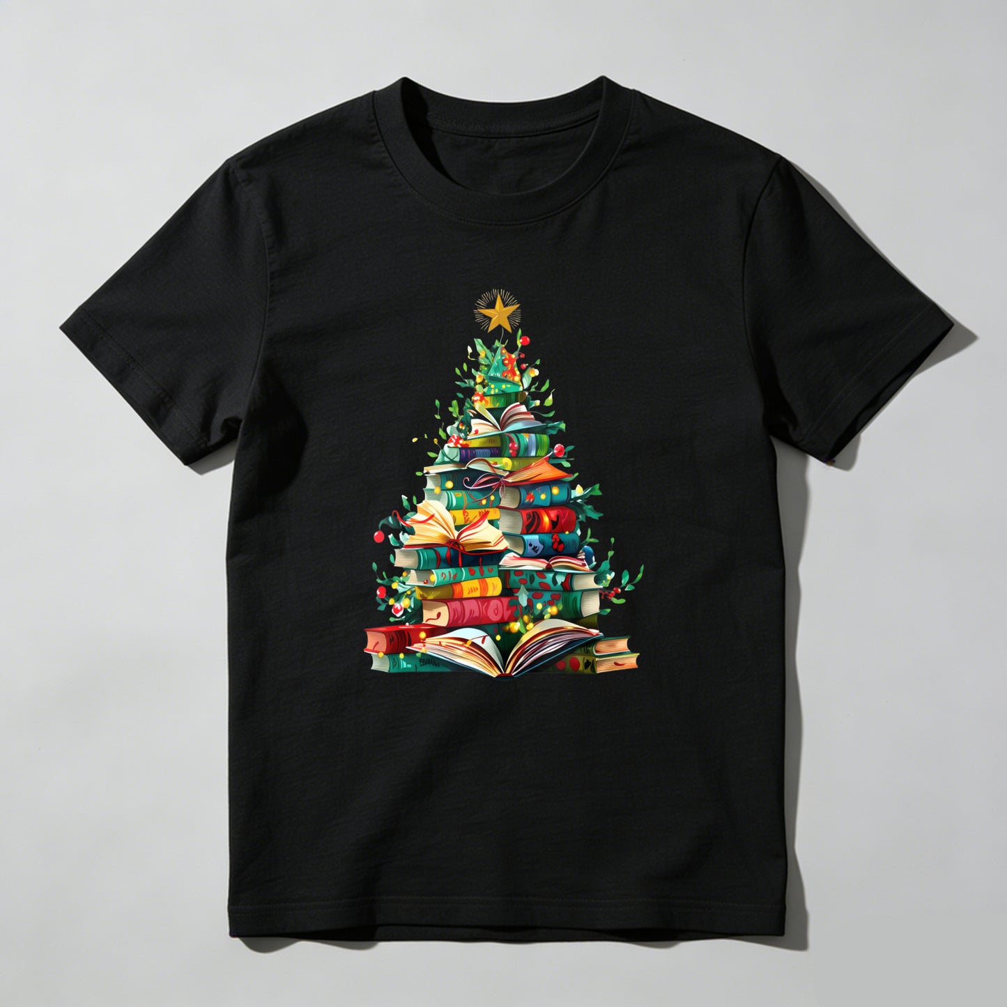 Wardrobecart Books Form Christmas Tree With Star Top Unisex Classic T-shirt