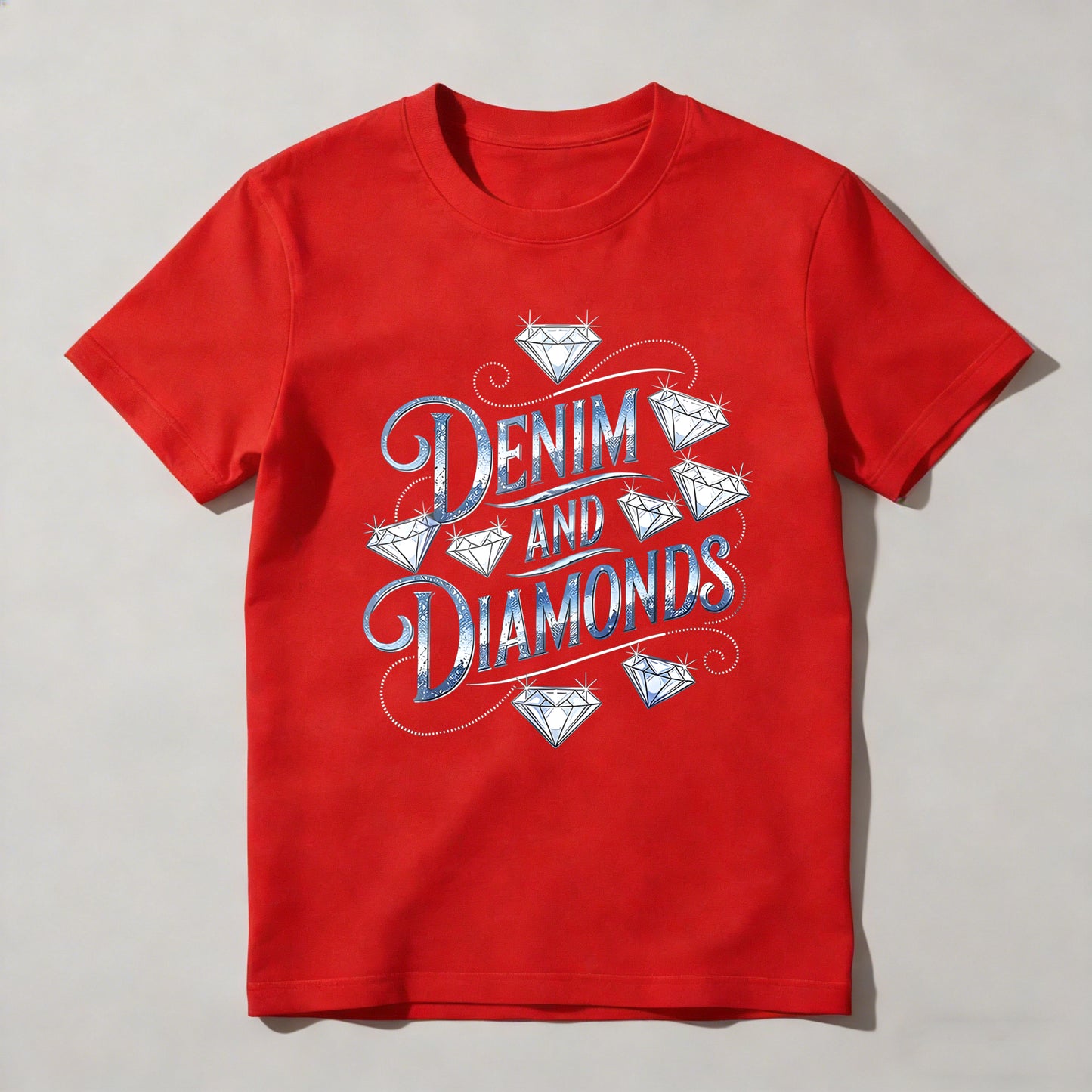 Denim And Diamonds Graphic Design T-shirt