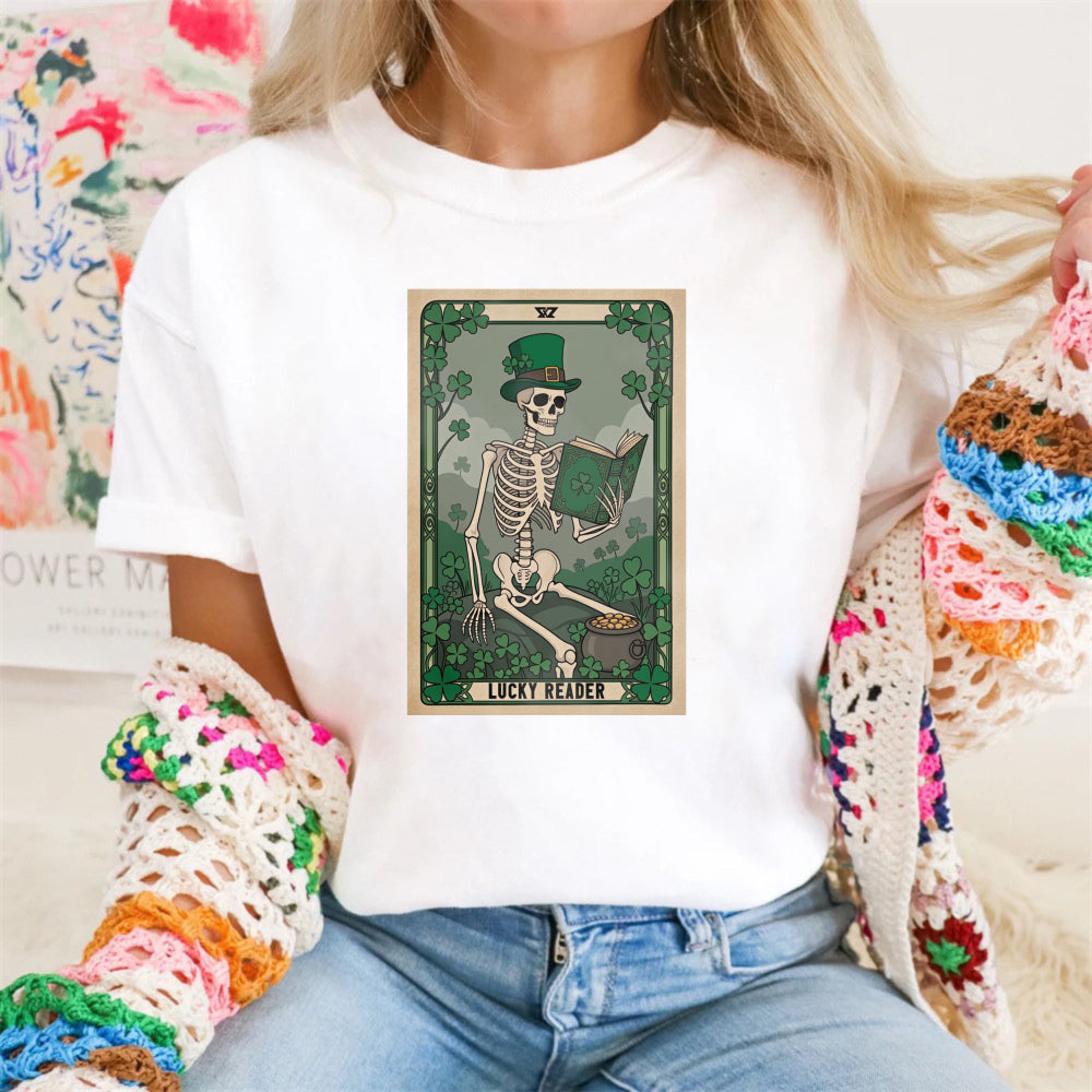 Wardrobecart Skeleton Reading Book In Forest Scene Unisex Classic T-shirt