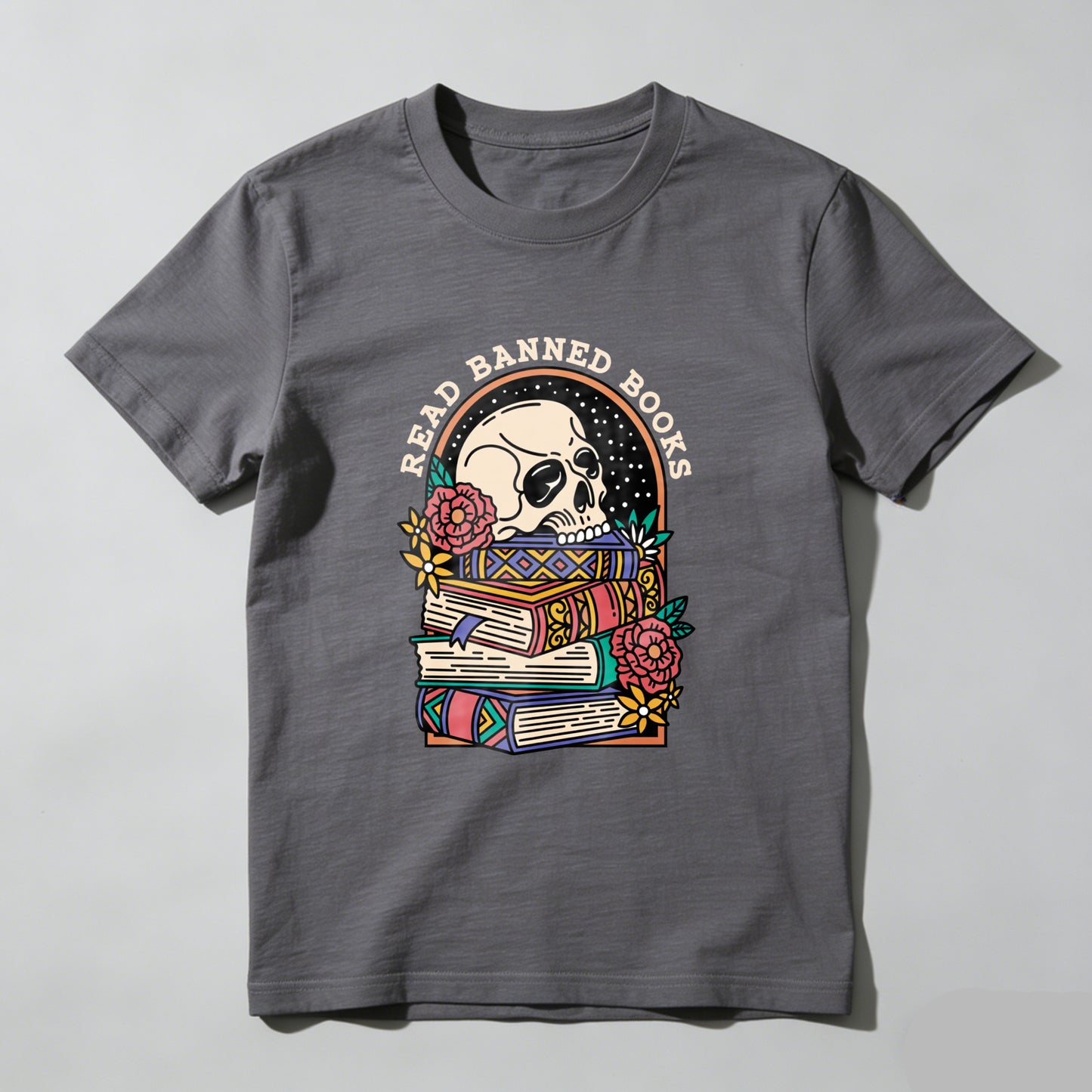 Wardrobecart Read Banned Books Skull And Books Unisex Classic T-shirt