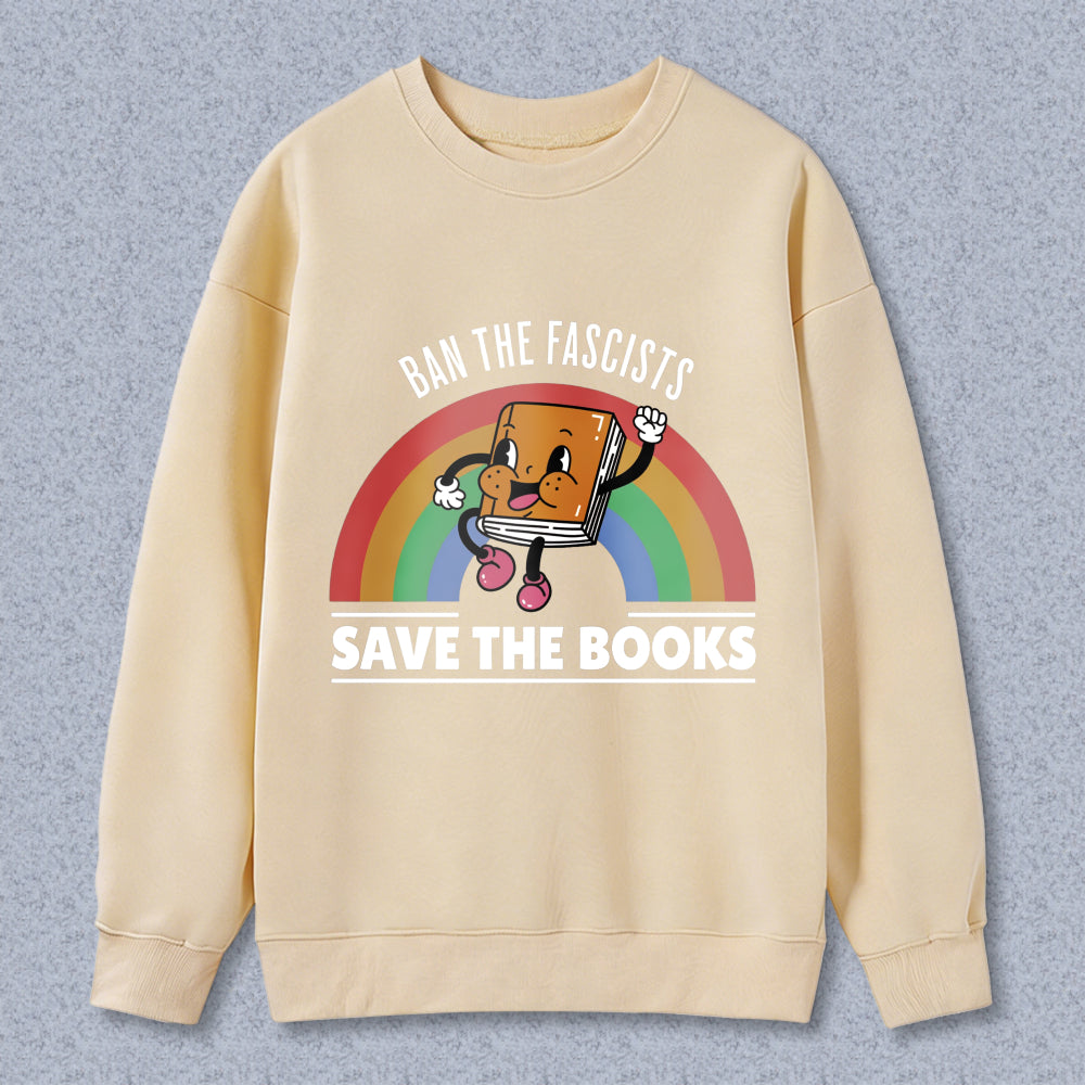 Wardrobecart Book Character With Rainbow And Save The Books Text Unisex Classic Sweatshirt