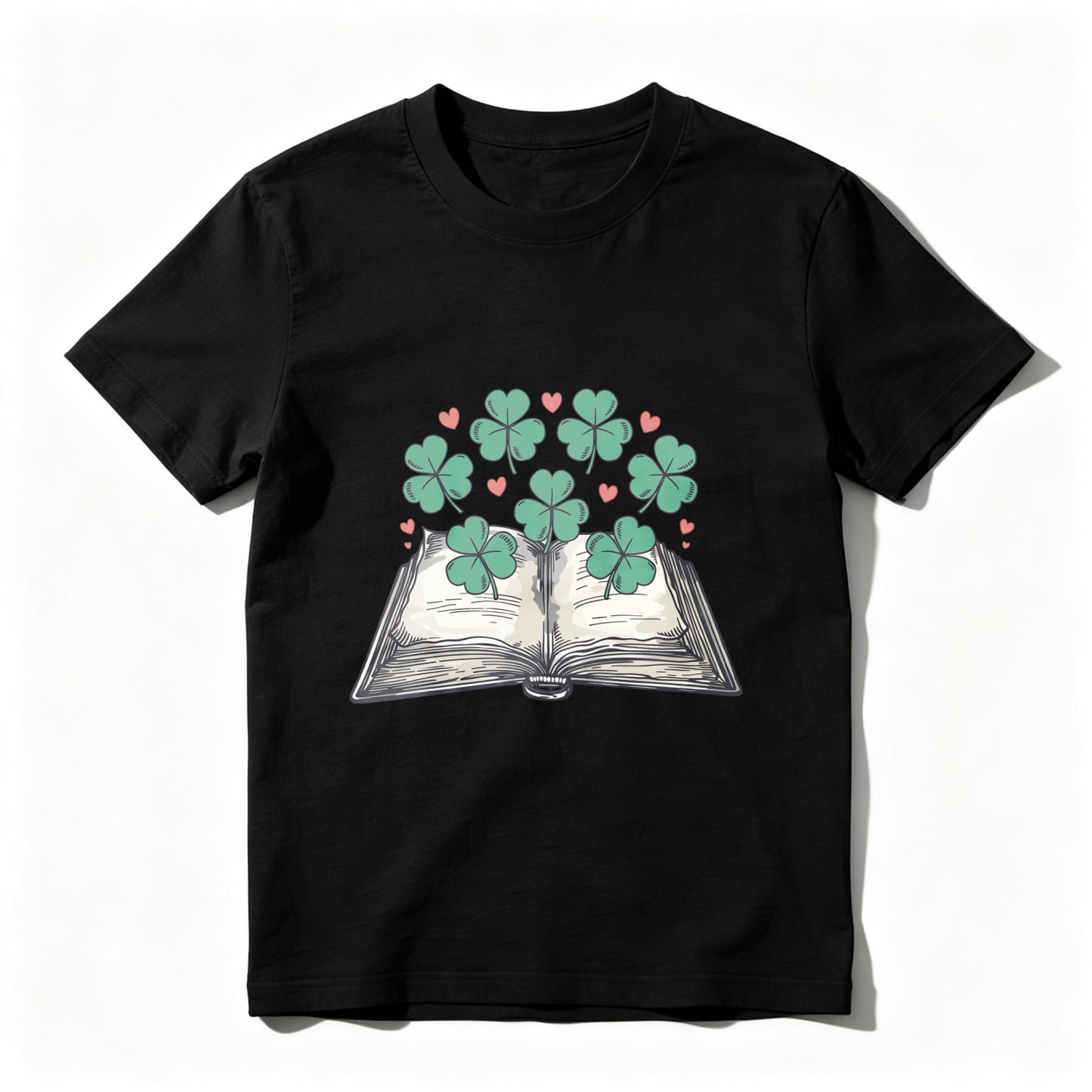 Wardrobecart Open Book With Clover And Hearts Unisex Classic T-shirt