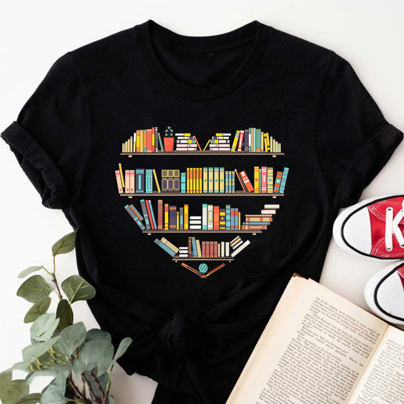 Wardrobecart Bookshelf Design With Colorful Books Unisex Classic T-shirt