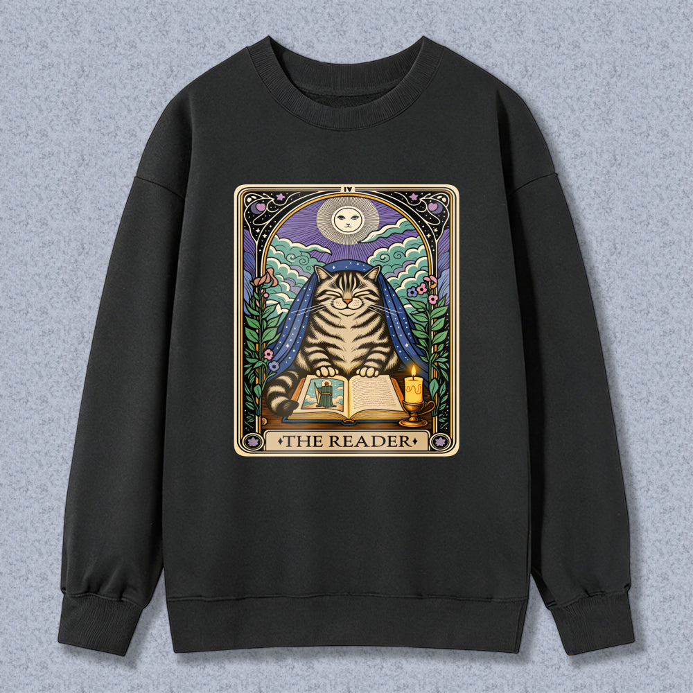 Wardrobecart Cat Reading Book Tarot Card Design The Reader Unisex Classic Sweatshirt