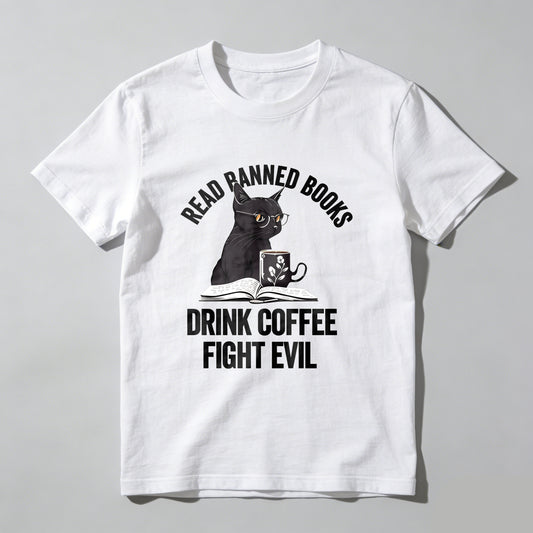 Wardrobecart Read Banned Books Drink Coffee Fight Evil Unisex Classic T-shirt