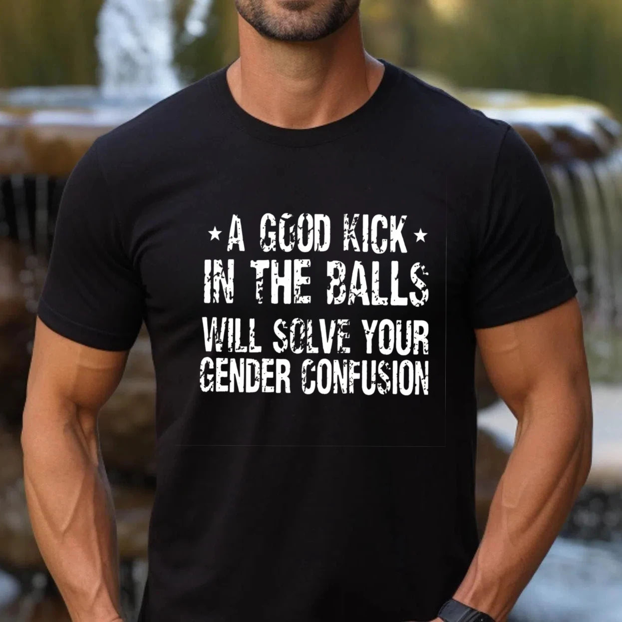 A Good Kick In The Balls Will Solve Your Gender Confusion Pure Cotton Short Sleeve T Shirt