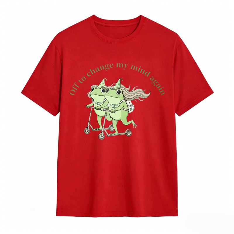 Frogs On Scooter With Text Off To Change My Mind Again Unisex Classic T-shirt