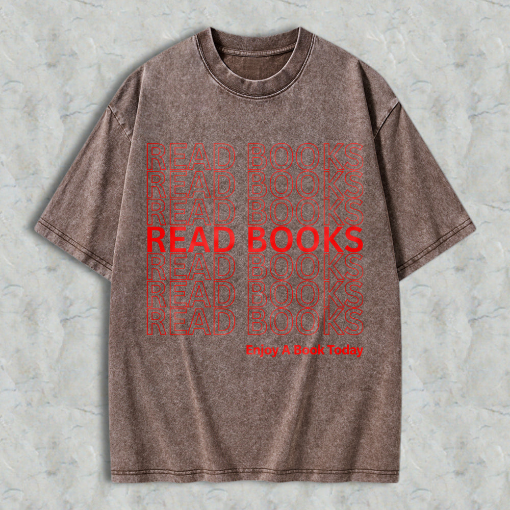 Wardrobecart Read Books Pattern Unisex Washed T-shirt