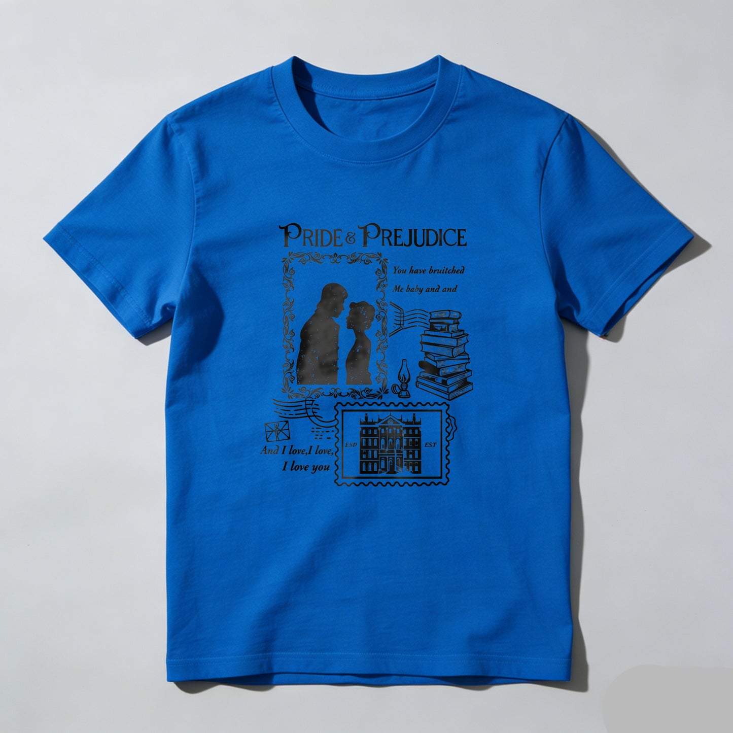 Wardrobecart Pride Prejudice Couple Books Mansion Quote Unisex Classic T-shirt
