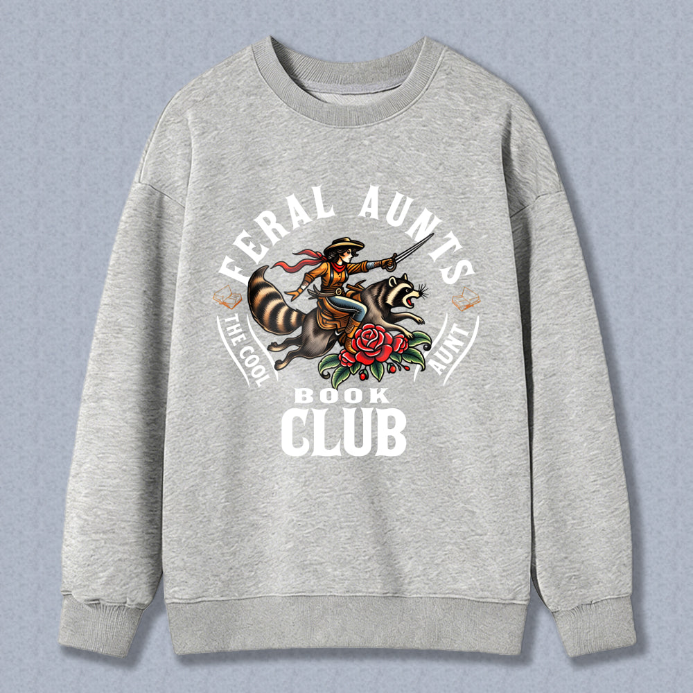 Wardrobecart Feral Aunts The Cool Aunt Book Club Tiger Rose Design Unisex Classic Sweatshirt