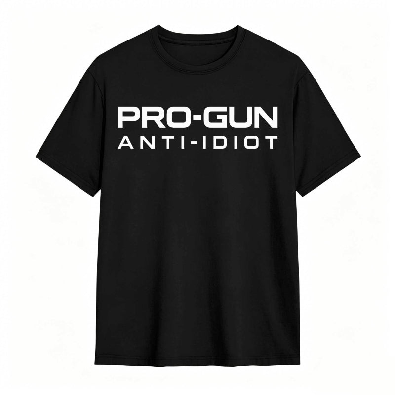 Pro-Gun Anti-Idiot Graphic Print Cotton Shirt