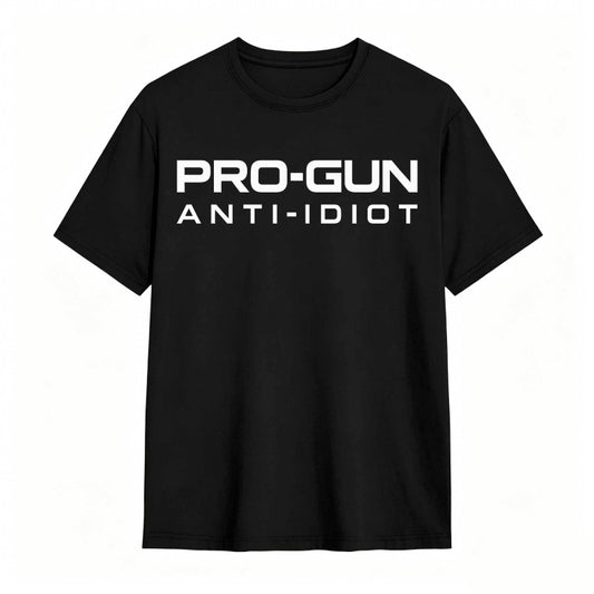 Pro-Gun Anti-Idiot Graphic Print Cotton Shirt