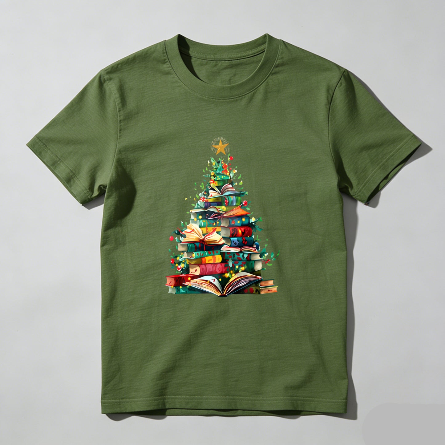 Wardrobecart Books Form Christmas Tree With Star Top Unisex Classic T-shirt