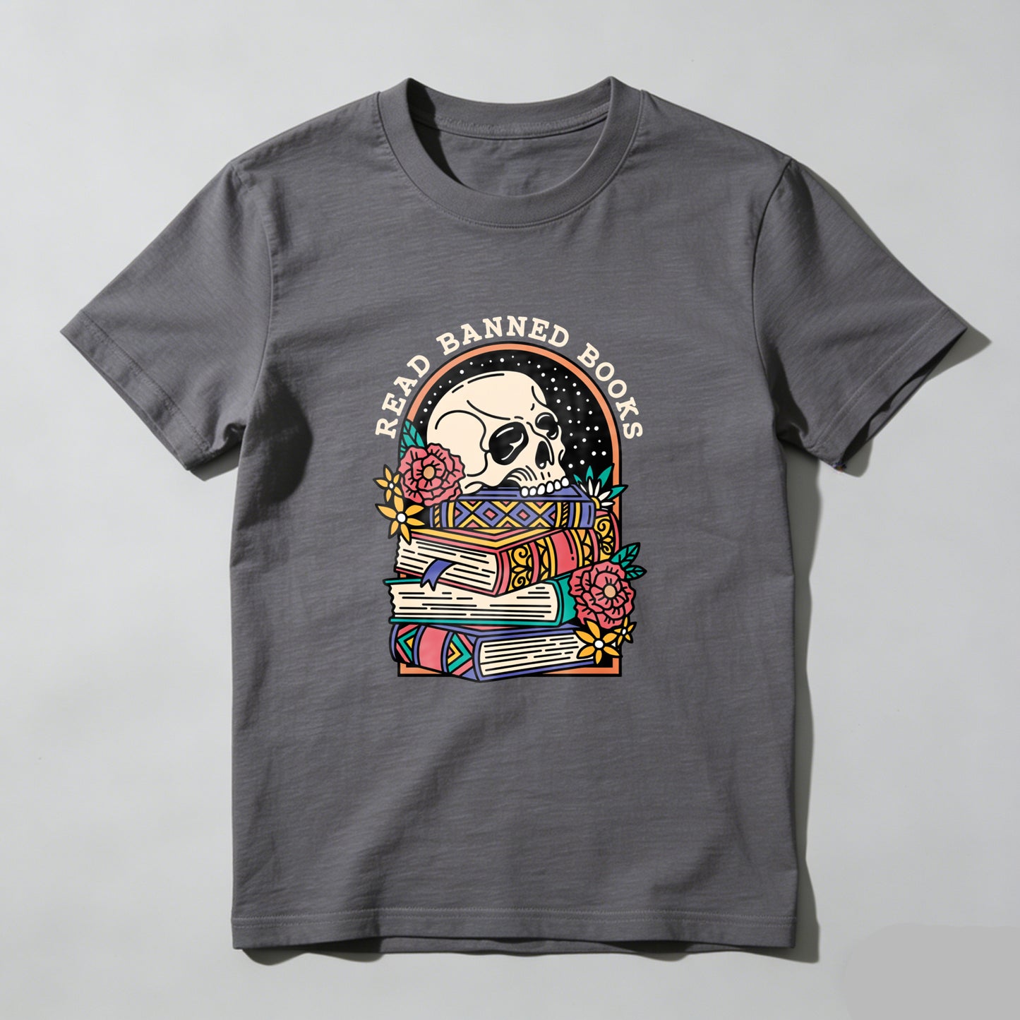 Wardrobecart Read Banned Books Skull And Books Unisex Classic T-shirt