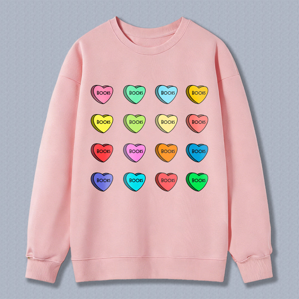 Wardrobecart Heart Shaped Book Candy Pattern Unisex Classic Sweatshirt