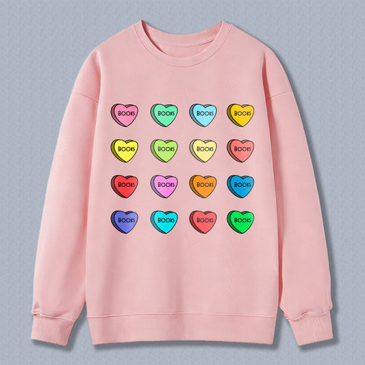 Wardrobecart Heart Shaped Book Candy Pattern Unisex Classic Sweatshirt