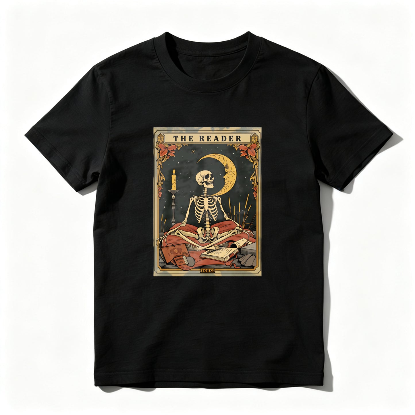 Wardrobecart The Reader Skeleton Tarot Card Design Unisex Classic T-shirt