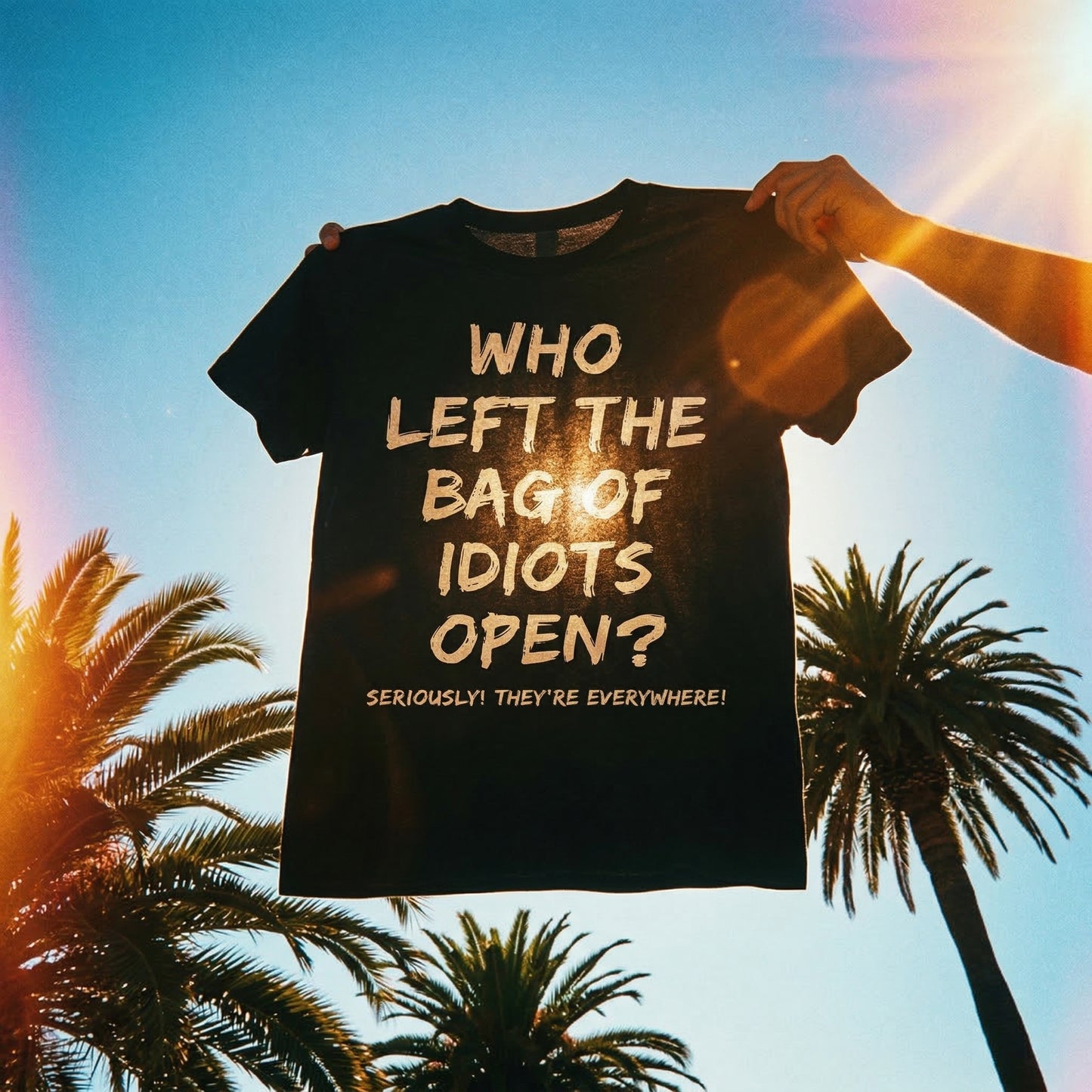 Who Left The Bag Of Idiots Open Pure Cotton Short Sleeve T Shirt