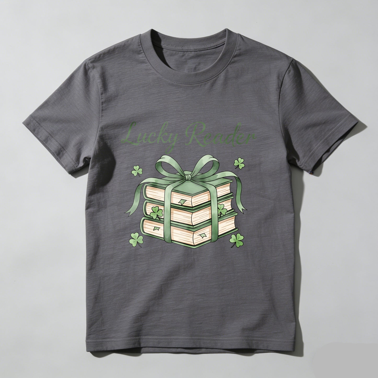 Wardrobecart Lucky Reader Books With Green Ribbon And Shamrocks Unisex Classic T-shirt