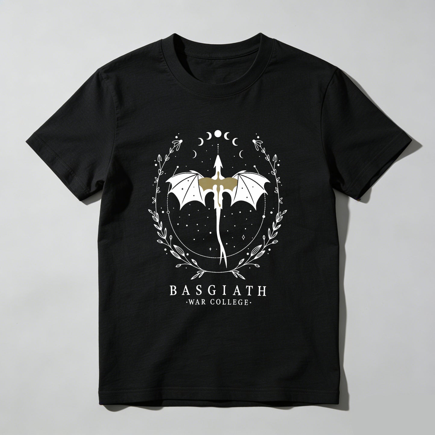 Wardrobecart Dragon Sword Moon Phases Wreath Stars Text Unisex Classic T-shirt
