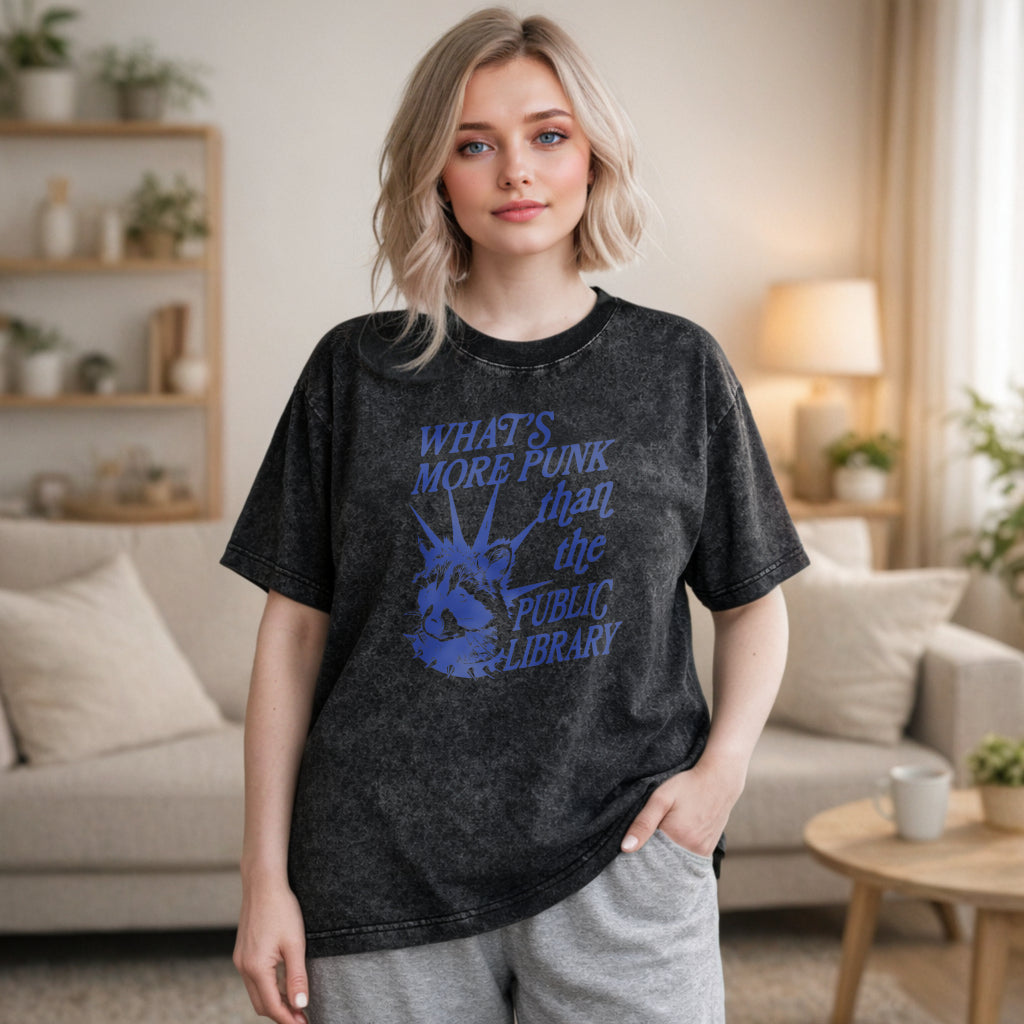 Wardrobecart Whats More Punk Than The Public Library Graphic Unisex Washed T-shirt