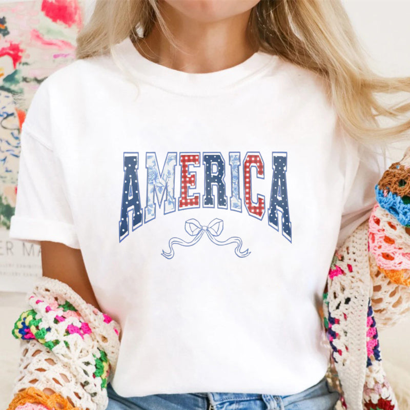 America Patriotic Stars And Stripes Design T-shirt
