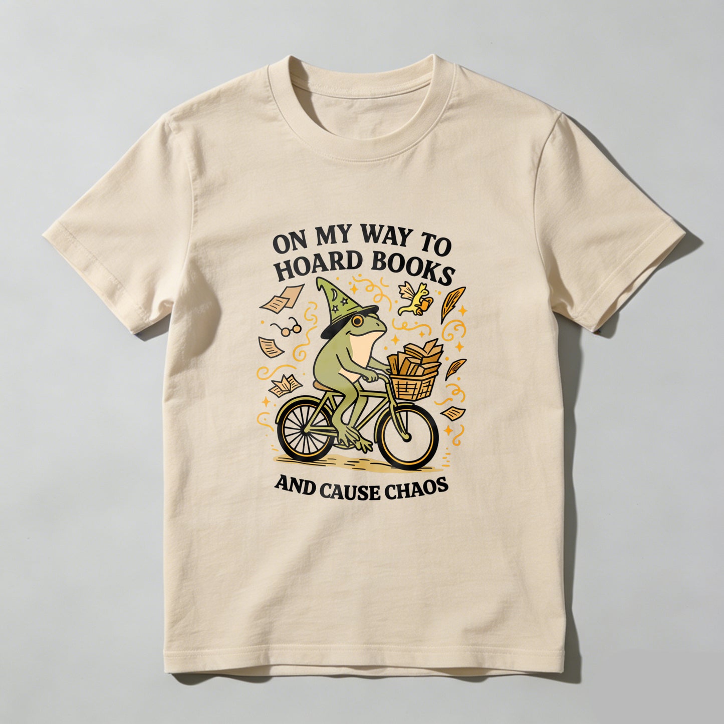 Wardrobecart Frog Riding Bike With Books And Hat Unisex Classic T-shirt